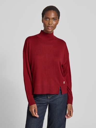 Liu Jo White Strickpullover mit Stehkragen Dunkelrot 4