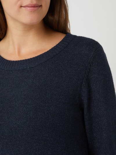 Vila Gebreide pullover met ronde hals, model 'Viril' Donkerblauw - 3