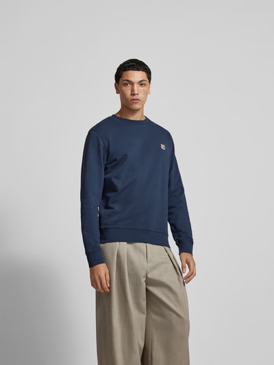 MAISON KITSUNE Sweatshirt mit Label-Stitching Dunkelblau 4