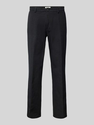 CG - Club of Gents Straight leg pantalon met bandplooien, model 'Ole' Zwart - 2