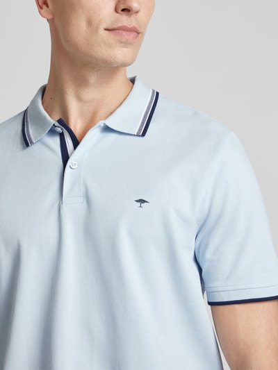 Fynch-Hatton Regular Fit Poloshirt mit Kontraststreifen Hellblau Melange 3