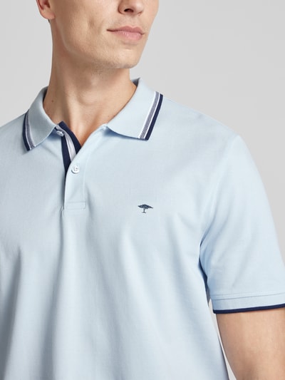 Fynch-Hatton Regular fit poloshirt met contraststrepen Lichtblauw gemêleerd - 3