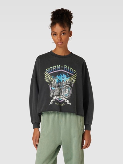 Only Oversized Sweatshirt mit Motiv-Print Modell 'LUCINDA' Black 4