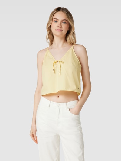 Tommy Jeans Top met V-hals, model 'POPLIN' Lichtgeel - 4