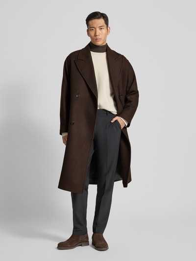Selected Homme Relaxed Fit Mantel aus Woll-Mix Modell 'SIMON' Dunkelbraun 1