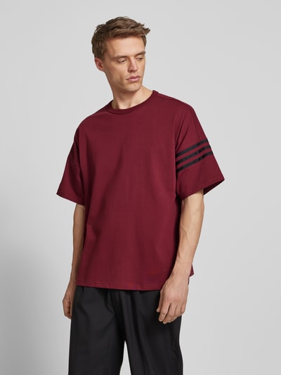 adidas Originals T-shirt met geribde ronde hals Donkerrood - 4