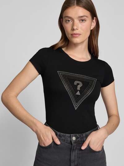 Guess T-Shirt mit Ziersteinbesatz BLACK 3