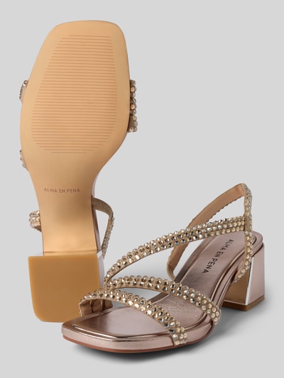 ALMA EN PENA Sandalette mit Ziersteinbesatz Metallic Braun 4