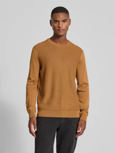 Strellson Regular Fit Strickpullover aus Baumwolle Modell 'ADRIAN' Camel 4