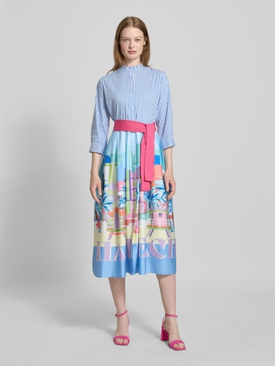 Milano Italy Sukienka koszulowa z wiązanym paskiem Błękitny 4