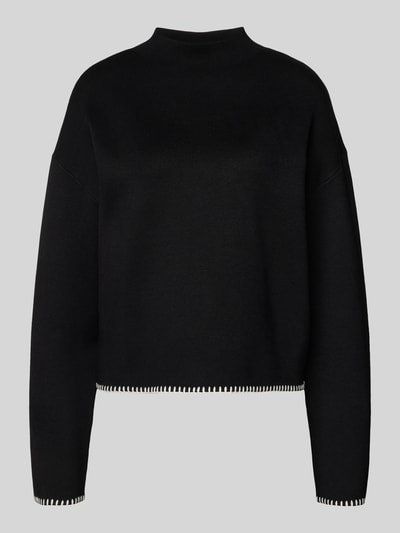 Jake*s Collection Strickpullover aus Viskose-Mix mit Stehkragen Black 2