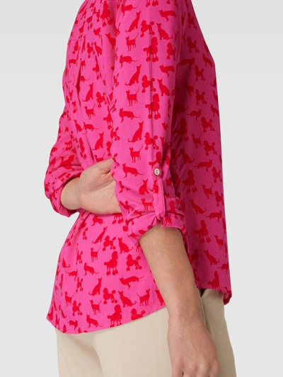 Montego Blouseshirt met all-over motief Fuchsia - 3