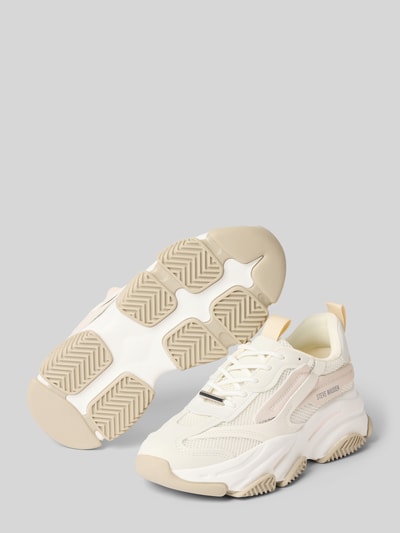 Produktfoto, Sneaker mit Logo-Detail Modell 'Possession' von Steve Madden in Creme und Beige, abgerundete Passform, Schnürverschluss, Absatzhöhe 7 cm, Schafthöhe 6 cm, Schaftweite 7 cm, Damen Sneaker
