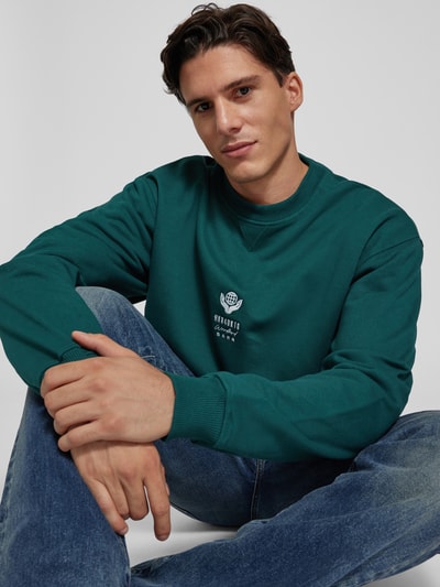 WOODBIRD Sweatshirt met labelstitching, model 'CANE' Donkergroen - 3