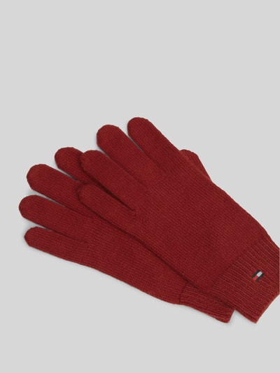 Tommy Hilfiger Handschuhe aus Baumwoll-Mix mit Woll-Anteil Dunkelrot 3