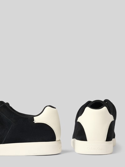 CK Calvin Klein Sneakersy skórzane z napisem z logo Czarny 2