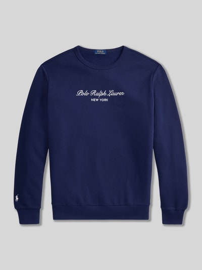 Produktfoto, Regular Fit Sweatshirt aus Baumwoll-Mix von Polo Ralph Lauren in Dunkelblau, glatte Oberfläche, weißer Schriftzug auf der Brust