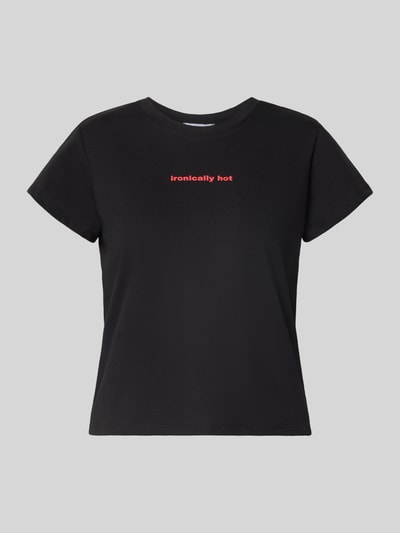 Review T-shirt met statementprint en ronde hals Zwart - 2