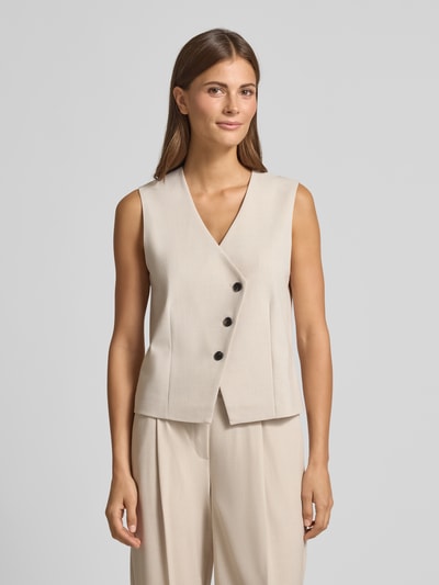 OPUS Gilet met asymmetrische knoopsluiting, model 'Warfa' Zand - 4