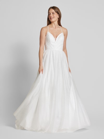 Luxuar Abendkleid mit Raffungen Offwhite 4