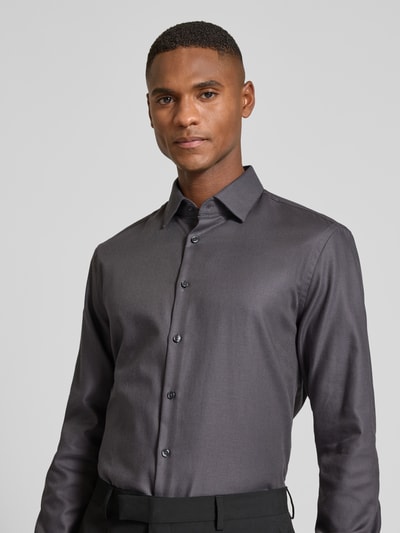 Jake*s Slim Fit Business-Hemd mit Knopfleiste Anthrazit 3