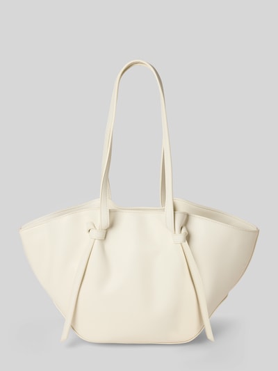 Produktfoto, Shopper mit Label-Detail Modell 'RYD' von Seidenfelt, cremefarbener Damen Shopper mit Hauptfach, Reißverschluss, Schulterriemen, Maße: Breite 40 cm, Länge 23 cm, Tiefe 12 cm, Riemenlänge 59 cm, glatte Oberfläche mit dezenten Nähten