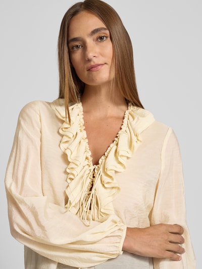 Jake*s Collection Blusenshirt mit V-Ausschnitt Ecru 3