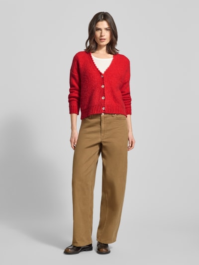 Rich & Royal Strickjacke mit V-Ausschnitt und Knopfleiste Rot 1