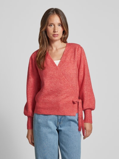 ICHI Gebreide pullover met strikdetail, model 'HOLENE' Roestrood - 4