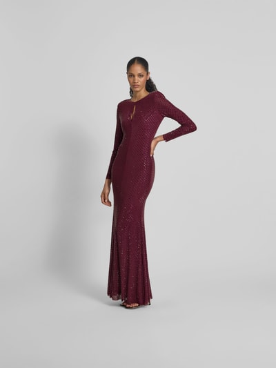 Self-Portrait Abendkleid mit Ziersteinbesatz Bordeaux 4