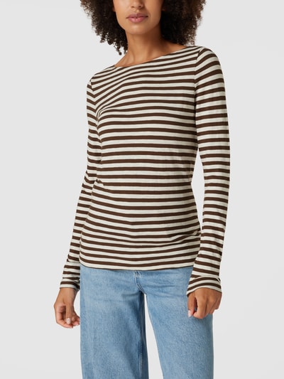 Marc O'Polo Longsleeve mit Streifenmuster Mittelbraun 4