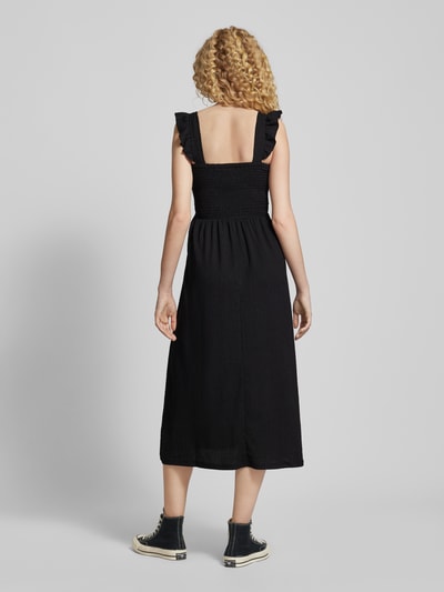 Pieces Sukienka midi z marszczonymi detalami model ‘LUNA’ Czarny 5