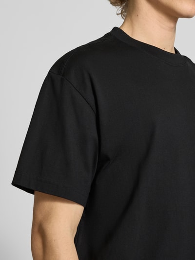 WEEKDAY T-shirt o kroju oversized z okrągłym, prążkowanym dekoltem Czarny 3