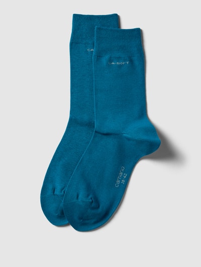 camano Socken mit Label-Print Petrol 1