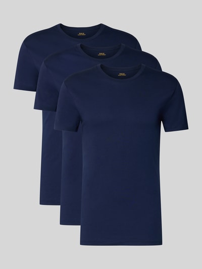 Produktfoto, Slim Fit T-Shirt aus reiner Baumwolle im 3er-Pack von Polo Ralph Lauren Underwear in Dunkelblau, unifarben, kurze Ärmel, Rundhals, Jersey-Struktur