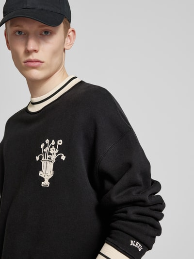 BLKVIS Strickpullover mit Motiv-Stitching Modell 'VASO' Black 3