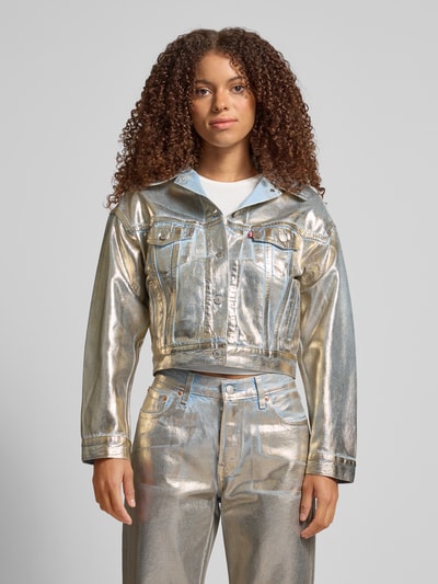 Levi's® Cropped Jacke mit Knopfleiste Metallic Blue 4