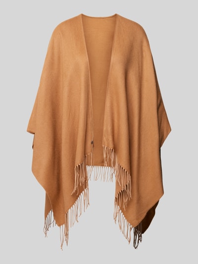 Fraas Poncho met rafels, model 'Cashmink' Camel - 1