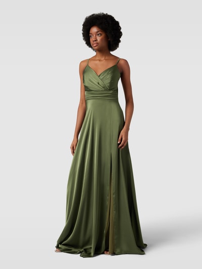 TROYDEN COLLECTION Abendkleid mit V-Ausschnitt Oliv 1