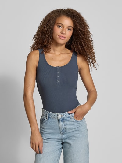 Pieces Slim fit tanktop van katoenmix, model 'KITTE' Donkerblauw - 4