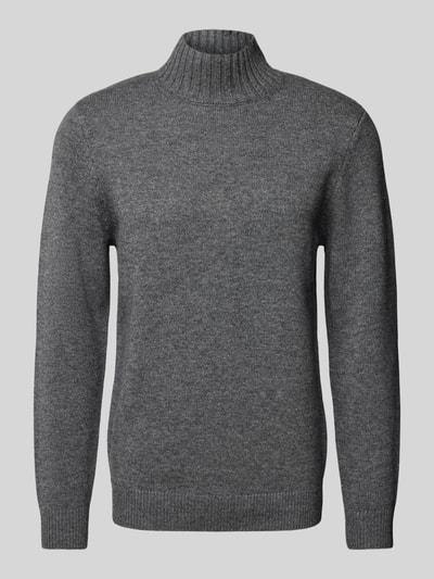 Profuomo Gebreide pullover met ribboorden Antraciet - 2