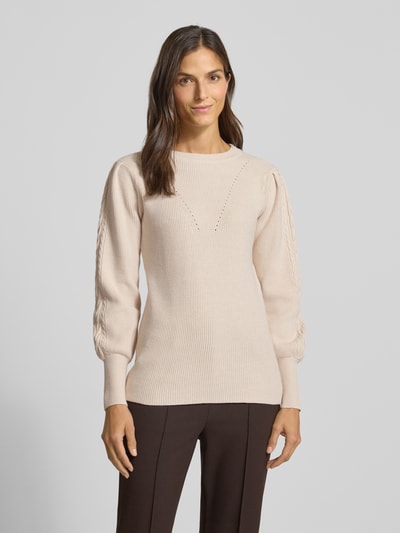 Soyaconcept Strickpullover mit gerippten Abschlüssen Modell 'KANITA' Ecru Melange 4
