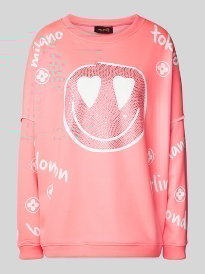 miss goodlife Oversized sweatshirt met siersteentjes Neon roze - 2