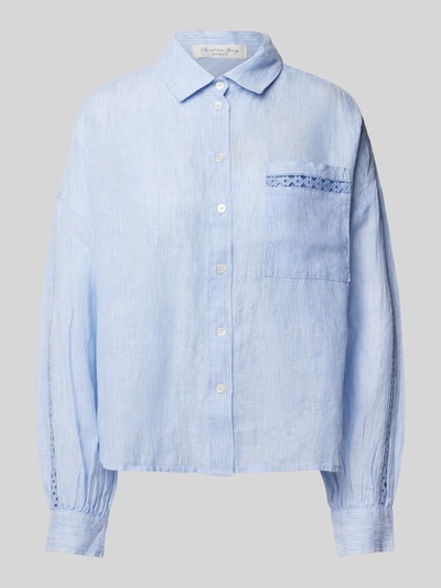 Christian Berg Woman Regular fit linnen blouse met borstzak Blauw - 2