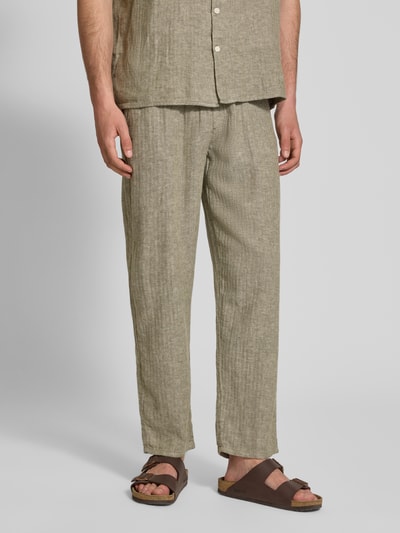 Redefined Rebel Hose aus Leinen-Baumwoll-Mix mit elastischem Bund Hellgruen 4