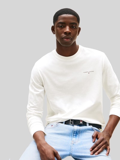 Tommy Jeans Slim Fit Langarmshirt aus reiner Baumwolle Offwhite 3