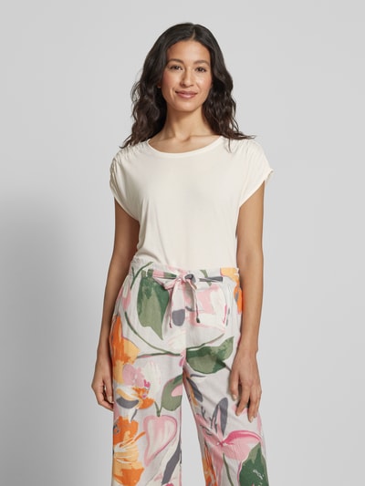 Christian Berg Woman T-shirt z prążkowanym okrągłym dekoltem Złamany biały 4