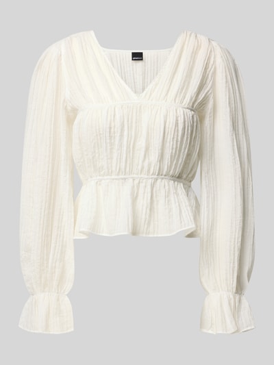 Gina Tricot Blusenshirt mit V-Ausschnitt Weiss 2