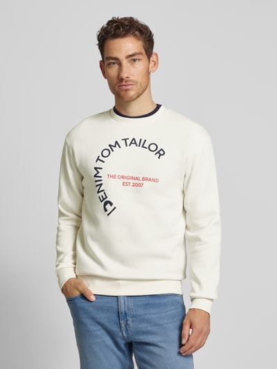 Tom Tailor Denim Sweatshirt mit Logo-Print Beige 4