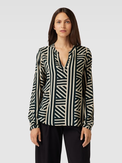 Kaffe Blouse van viscose met all-over motief, model 'kenny' Zwart - 4